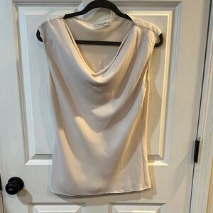 MM Lafleur Cream Draped Sleeveless Blouse